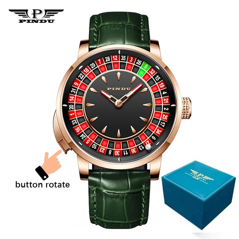 Design New NH35A Mechanical Watches Men Push Button Turn Russian Roulette Game Sapphire Mirror Diamond Dial Men'S Watch