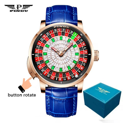 Design New NH35A Mechanical Watches Men Push Button Turn Russian Roulette Game Sapphire Mirror Diamond Dial Men'S Watch