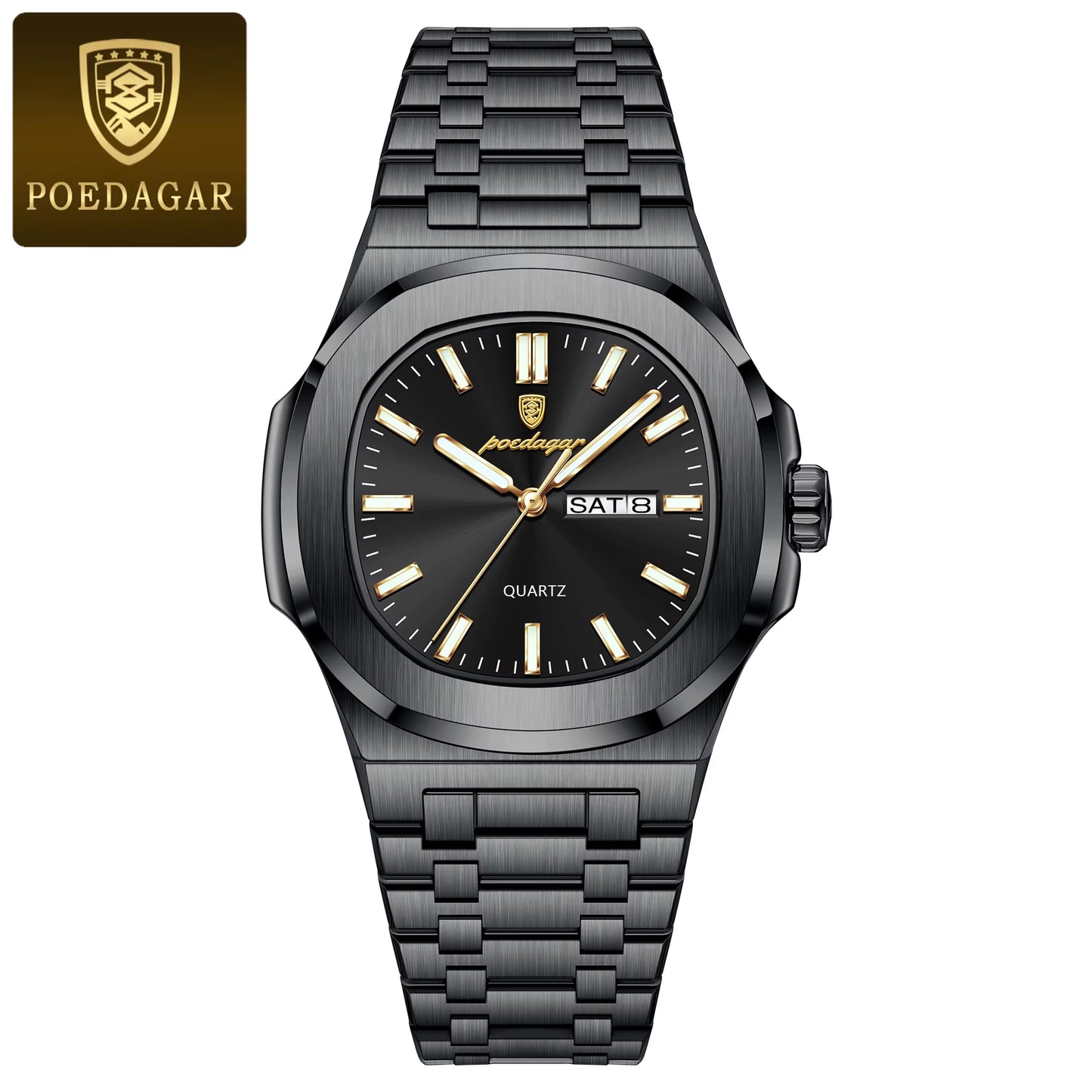 Luxury Square Men'S Watches Waterproof Luminous Date Week Men Watch Stainless Steel Fashion Quartz Man Wristwatch Reloj