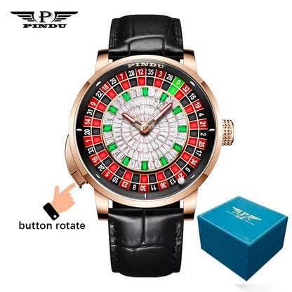 Design New NH35A Mechanical Watches Men Push Button Turn Russian Roulette Game Sapphire Mirror Diamond Dial Men'S Watch