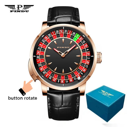 Design New NH35A Mechanical Watches Men Push Button Turn Russian Roulette Game Sapphire Mirror Diamond Dial Men'S Watch