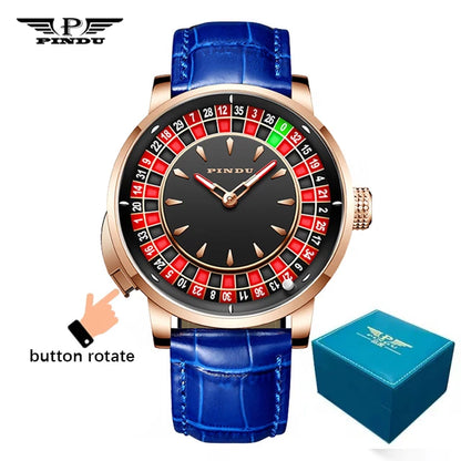 Design New NH35A Mechanical Watches Men Push Button Turn Russian Roulette Game Sapphire Mirror Diamond Dial Men'S Watch